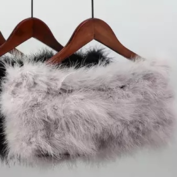 🎉New Arrival Sexy Light Gray Crop Ostrich Feather Tube Style Top - Medium - Picture 8 of 13